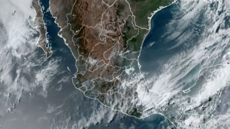 Mapa satelital de la llegada del frente frío en México.