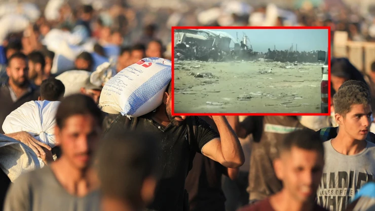 Palestinos corren entre disparos por comida cuando llega la ayuda humanitaria (VIDEO)