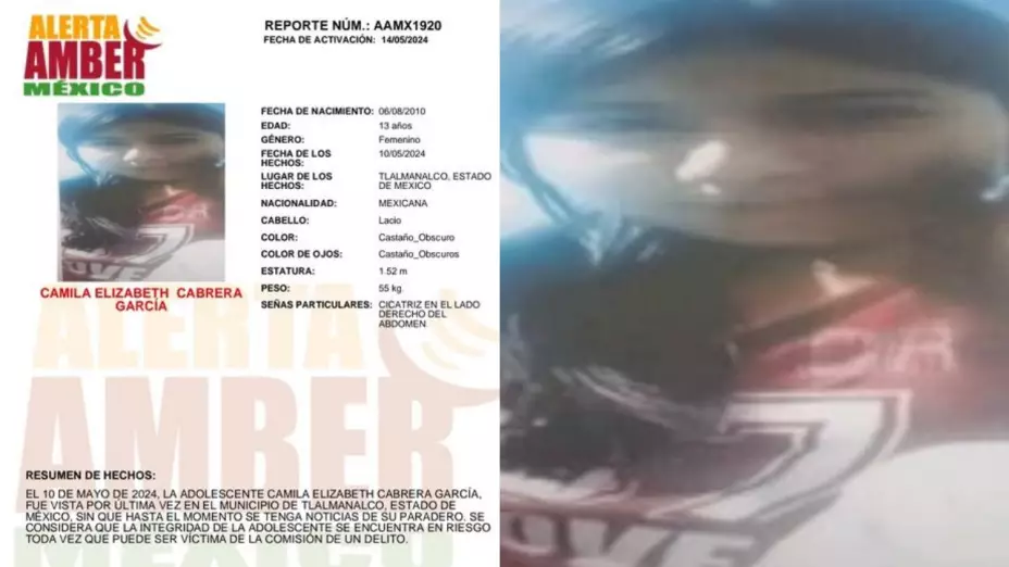 Alerta Amber Camila Elizabeth Cabrera García Edomex