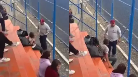 Hombre golpea a abuelito por celebrar gol contrario.