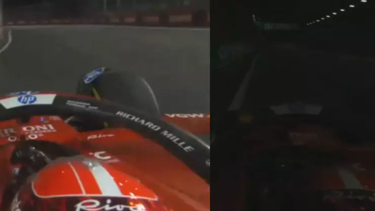 VIDEO F1_ ¡Sin miedo a morir! Leclerc avanza a toda velocidad y SIN LUZ en el circuito del GP de Singapur