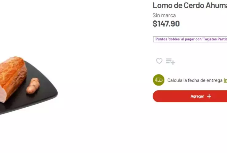 ¿Cuál es el precio dle cerdo ahumado en Soriana?
