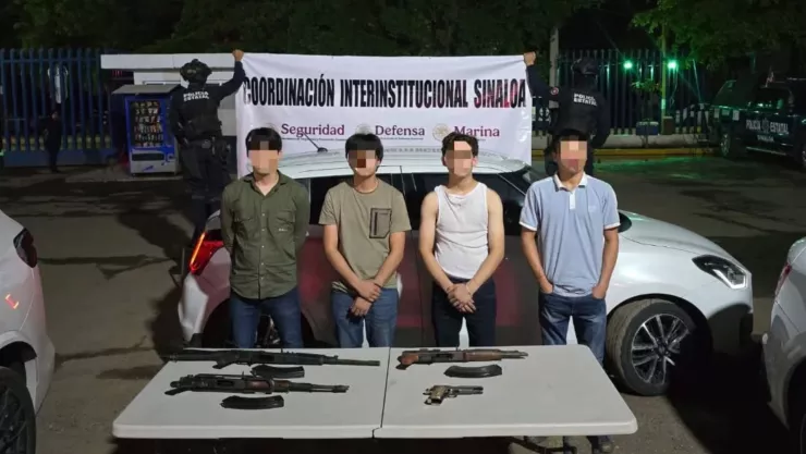 Cuatro hombres, dos de ellos menores, detenidos en Culiacán