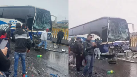 VIDEO: Accidente de dos camiones en la autopista México-Puebla deja varios heridos