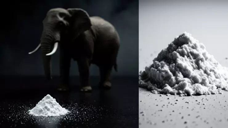 Ilustración del peligro extremo del carfentanil, un opioide sintético ultra potente, mostrando una dosis mínima junto a una referencia de tamaño, vinculado al aumento de muertes y decomisos según informe DEA.