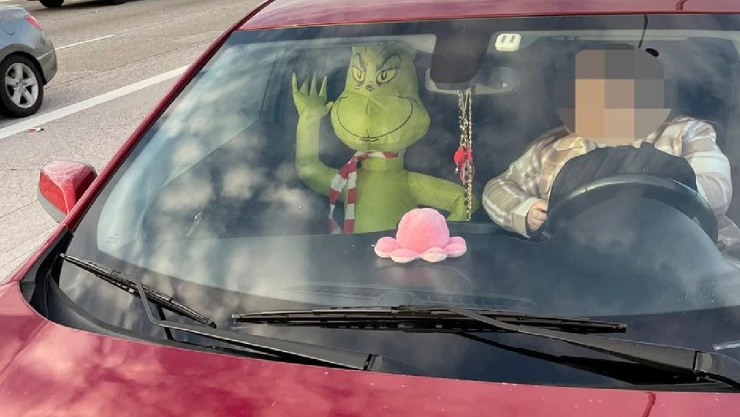 Multan a conductor por llevar al Grinch como copiloto