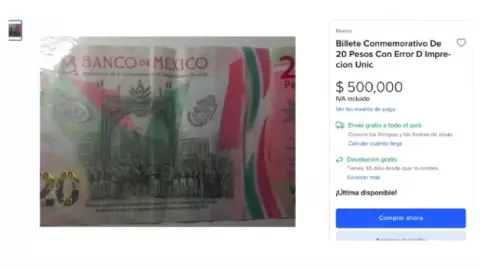 billete de veinte pesos