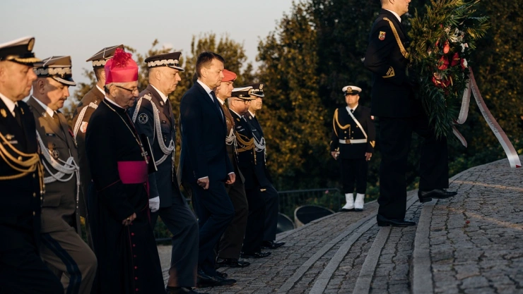 Officials attend a ceremony to mark the anniversary of the outbreak of World War Two in Gdansk