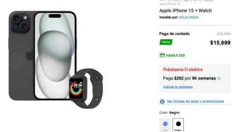 La oferta en Elektra del iPhone 15 con reloj