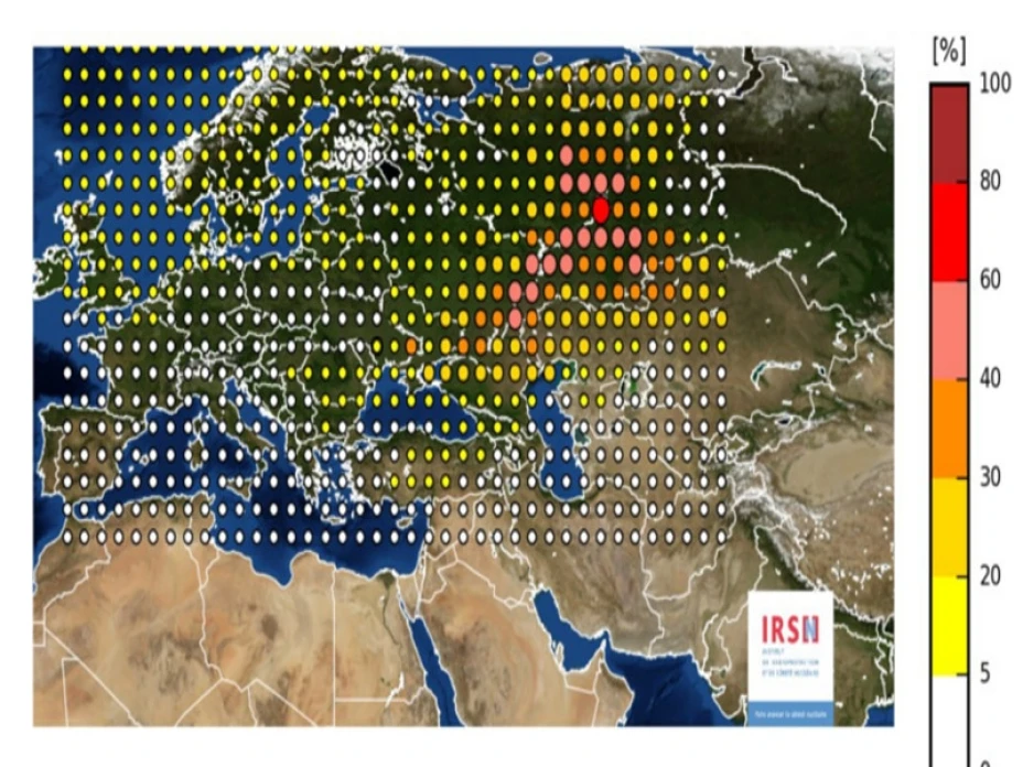 mapa de detección de rutenio-106 en Europa