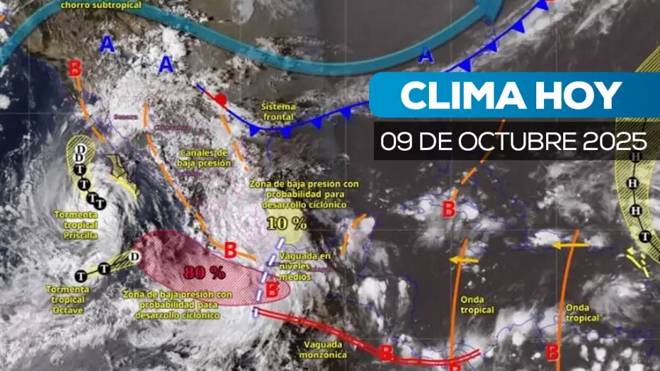 Pronóstico clima México: lluvias extraordinarias y tormentas por “Priscilla” y zonas de baja presión
