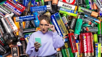 Decoración de Navidad con pilas gastadas