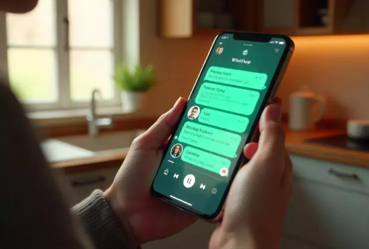 Celular con mensajes de audio en whatsapp