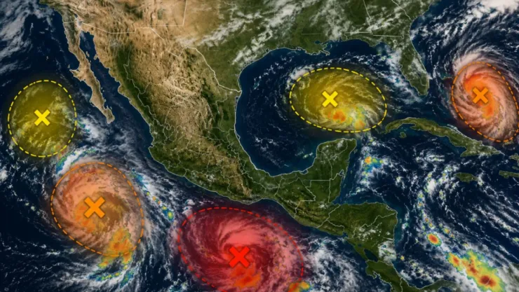 Alertan por cinco zonas de baja presión entre el Pacífico y Atlántico que acechan a México: Podría evolucionar a ciclón