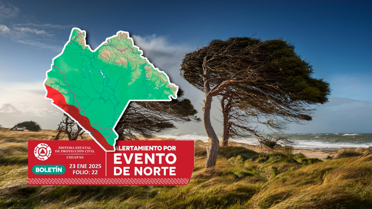 Alerta de Evento de Norte en Chiapas hoy 24 de enero de 2025