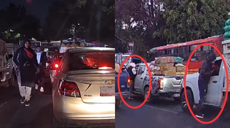 Sujetos aramados asaltan a automovilistas en pleno tráfico