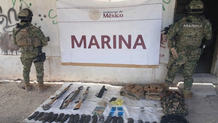 ¡Enfrentamiento en Caborca! Marina asegura arsenal y droga tras violento ataque armado en Sonora