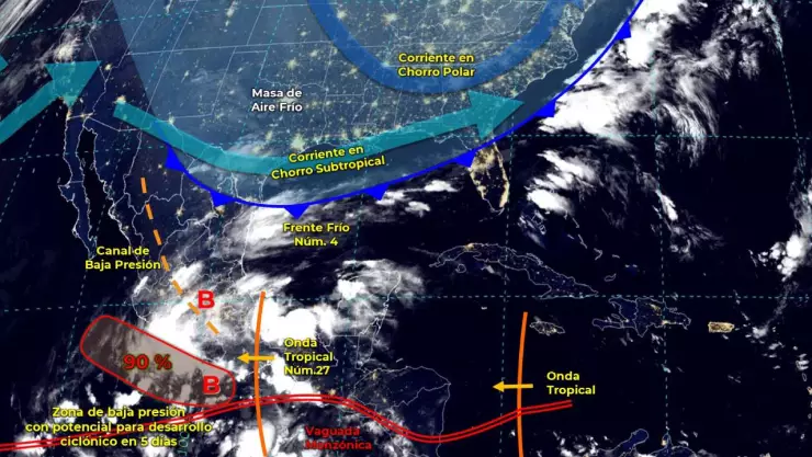 Clima 18 de octubre Lluvias en la Península de Yucatán