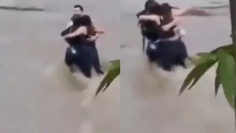 VIDEO: Tres amigos mueren arrastrados por un río; fueron captado dándose su último abrazo