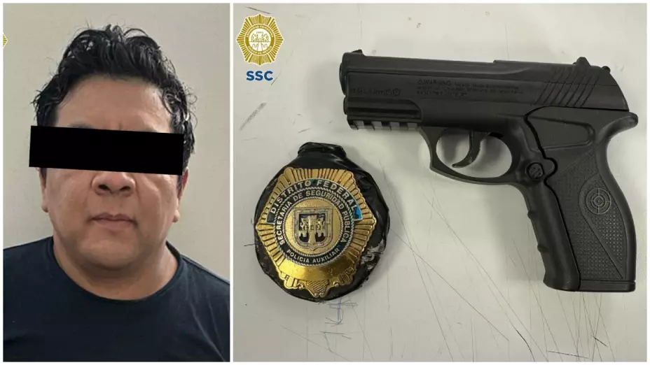 Un hombre con una placa de policía de CDMX fue detenido en Tlalpan.