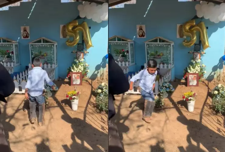 VIDEO: Niño baila frente a la tumba de su padre y se hace viral