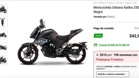 As&iacute; es la moto Italika que ofrece Elektra