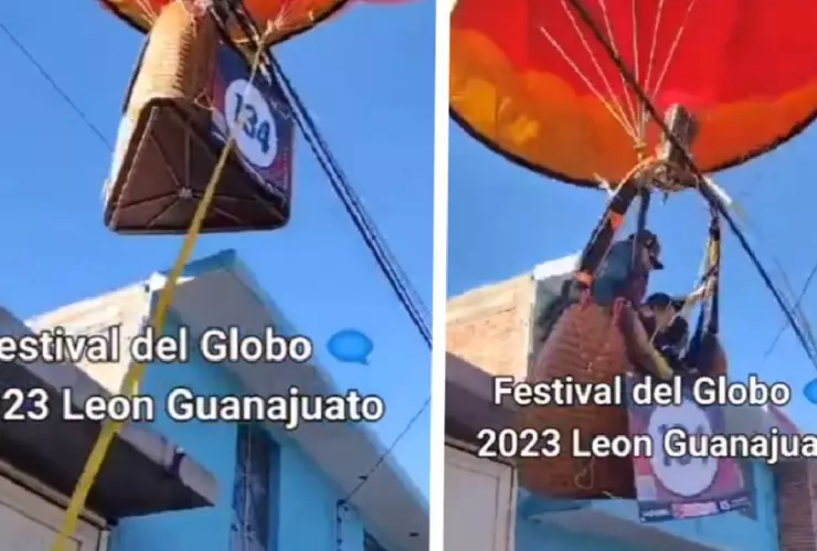 globo aerostatico choca con cables en Leon