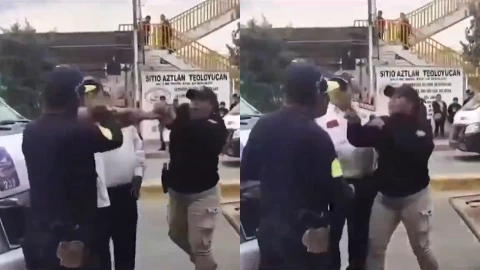 policía de Teoloyucan cachetea a chofer