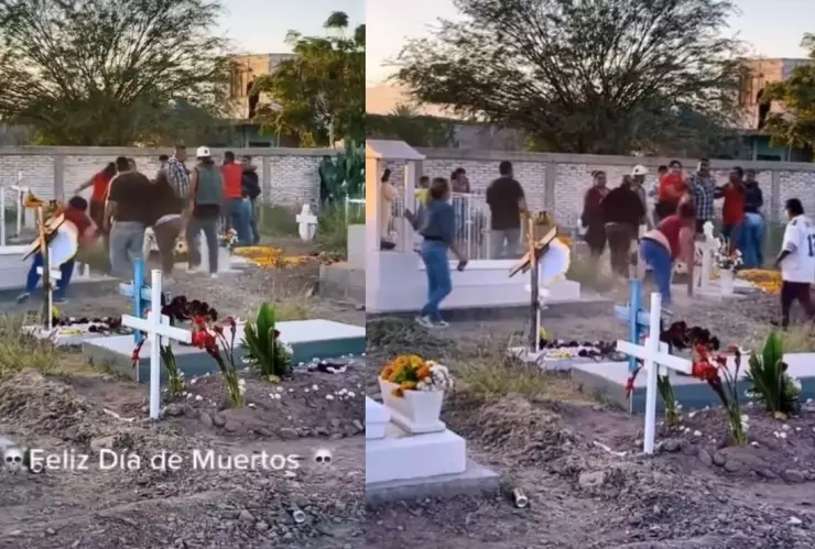 Familiares se pelean en pleno panteón.