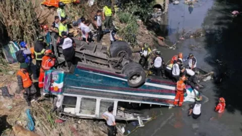 ¡IMÁGENES FUERTES! Autobús de pasajeros cae a 75 metros en un barranco; hay 15 muertos y 19 heridos