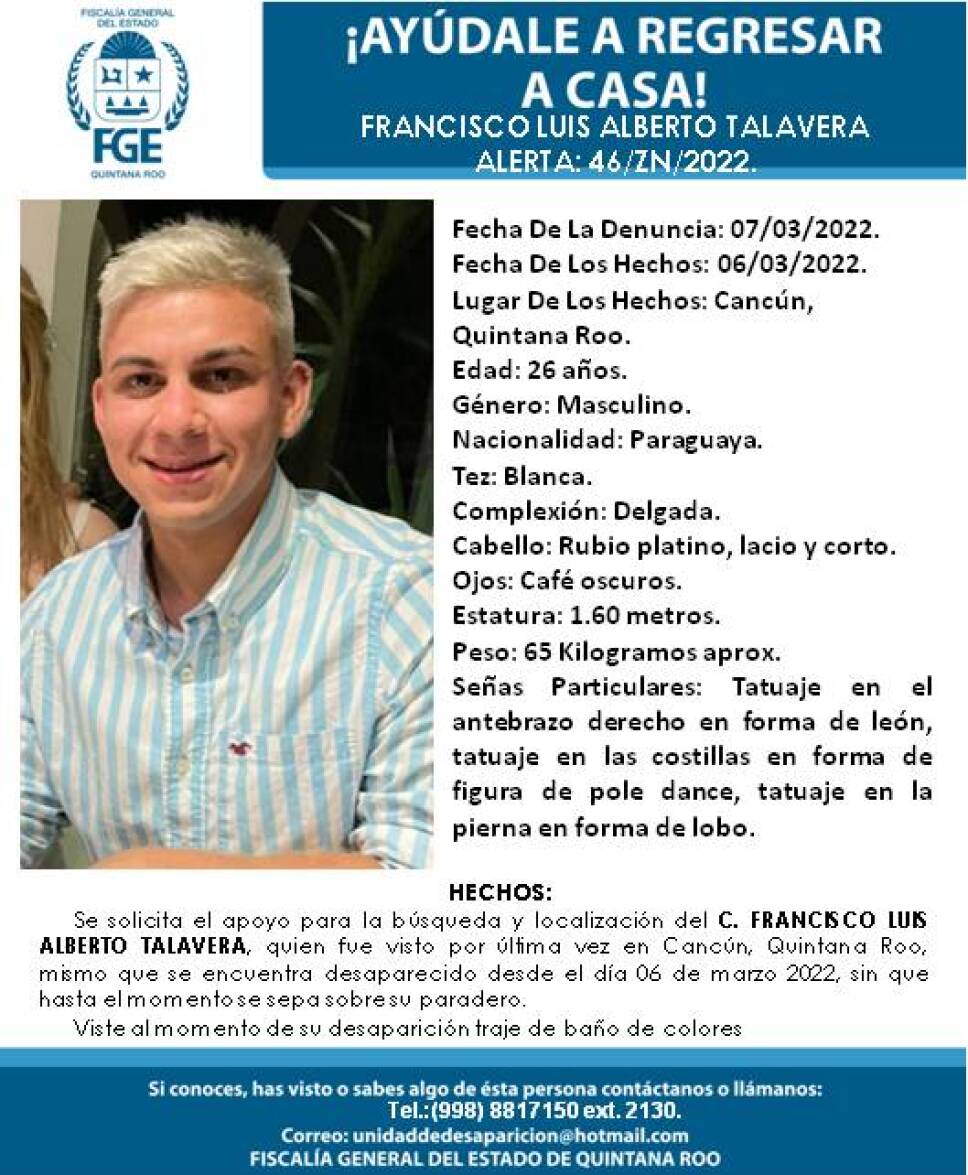 turista paraguayo desaparece en cancún
