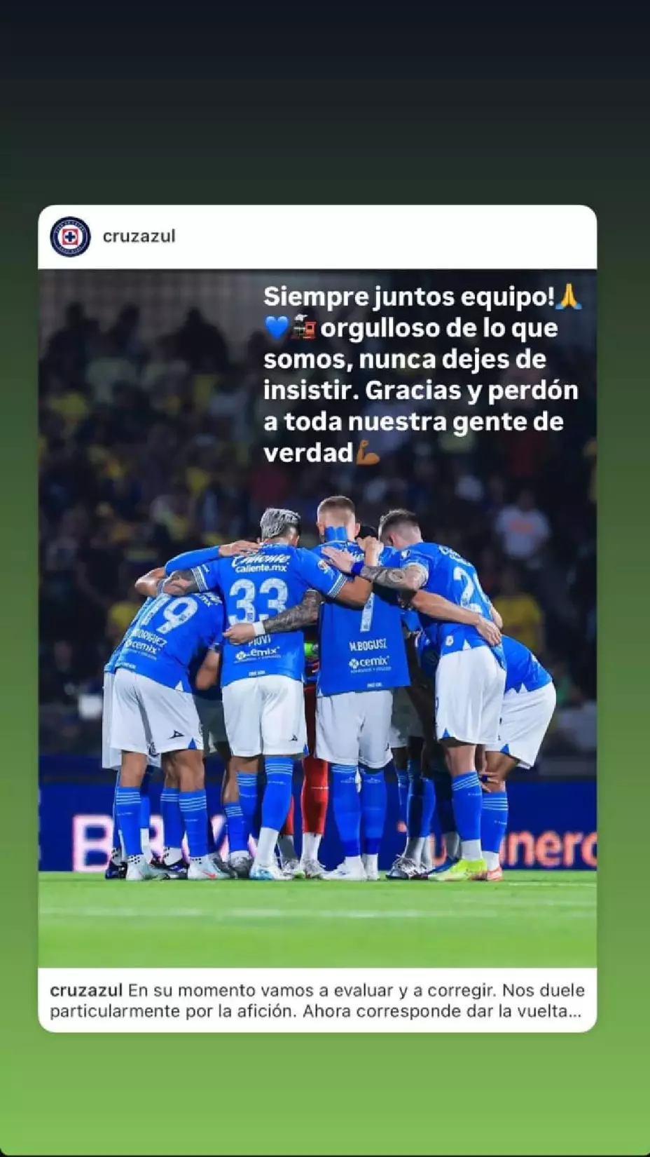 Mensaje Ángel Sepulveda Cruz Azul