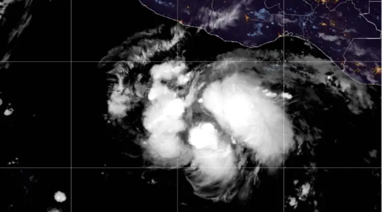 Tormenta tropical Trudy en el Pacífico el 14 de octubre.
