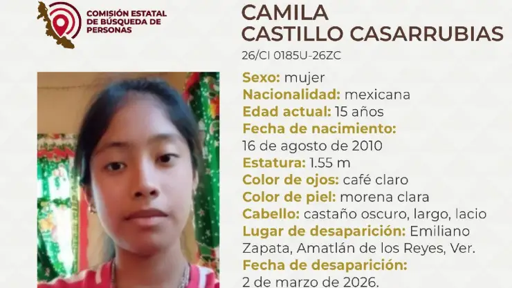 ¡Alerta! Camila Castillo Casarrubias, menor desaparecida en Veracruz ¿Qué sabemos de su desaparición?