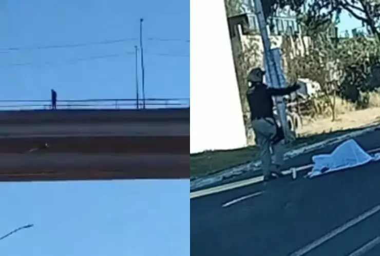 Revelan momento en el que sujeto se lanza del puente del Periférico Ecológico