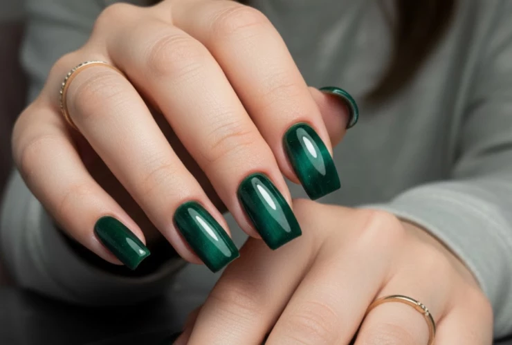 7 diseños de uñas cuadradas con efecto ojo de gato que se ven sofisticadas y son fáciles de hacer