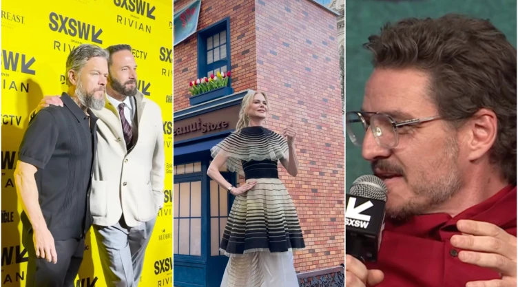 una pantalla dividida en tres con alguno de los artistas que se presentaron en la SXSW.