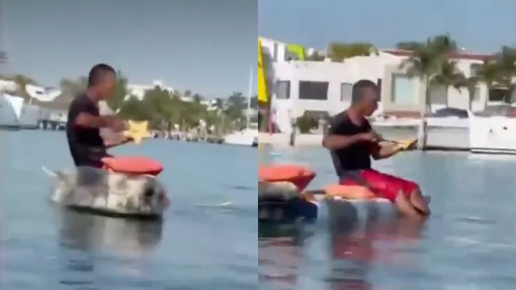 Graban a sujeto sacando estrellas de mar en Cancún.