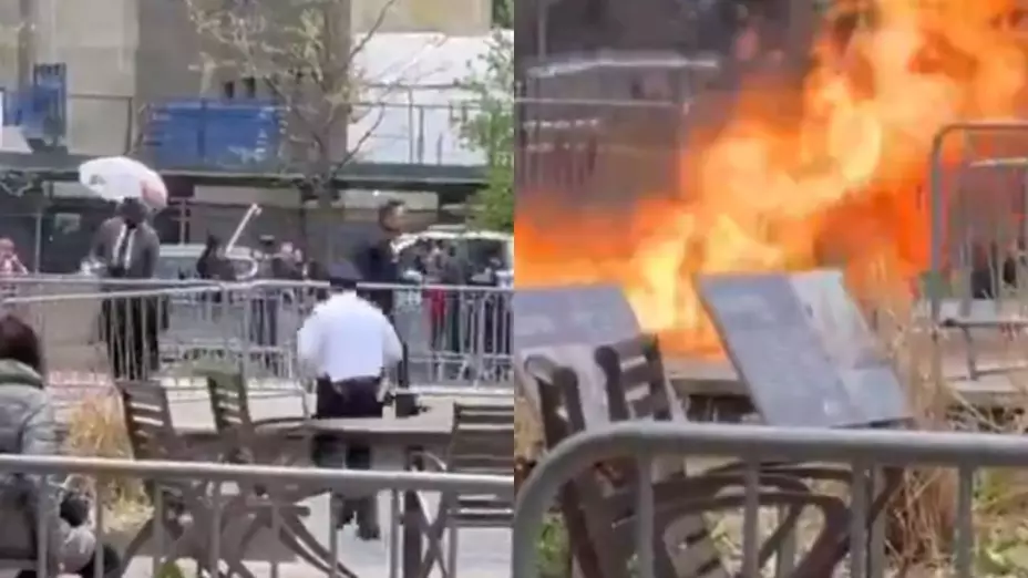 Hombre se prende fuego afuera del tribunal