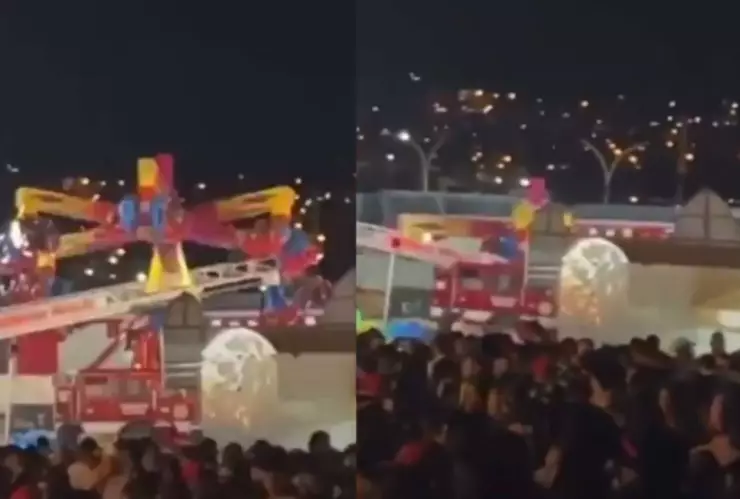 VIDEO: Juego mecánico colapsó en Nogales; hay Bomberos heridos