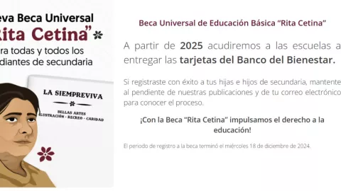 Tarjeta Beca Rita Cetina 2025 para estudiantes de secundaria