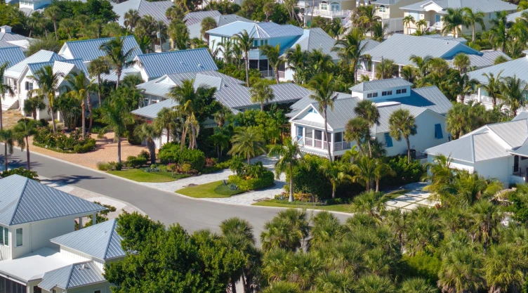 Vista aérea de viviendas en Florida