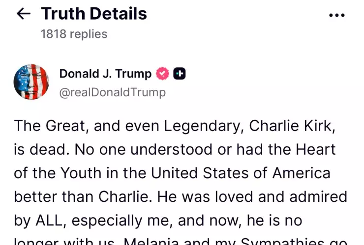 Donald Trump, lamentó profundamente la muerte de Kirk