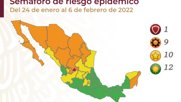 semáforo Covid estados 24 enero 6 febrero