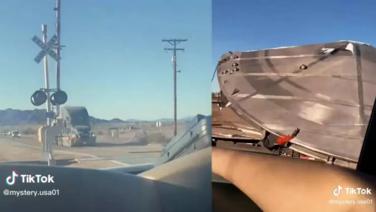 VIDEO Captan a camión llevando un OVNI en medio del desierto