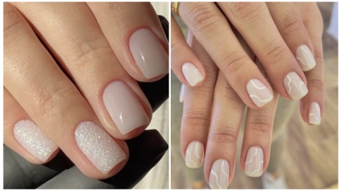 modelos de uñas color blanco lechoso