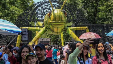 Personas acudiendo a la fiesta de los insectos en Chapultepec.