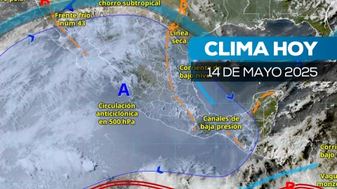 Imagen satelital de cómo se verá el clima en México este 14 de mayo de 2025.