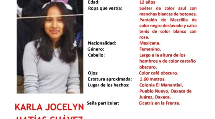 Alerta Amber Jocelyn Matías Oaxaca