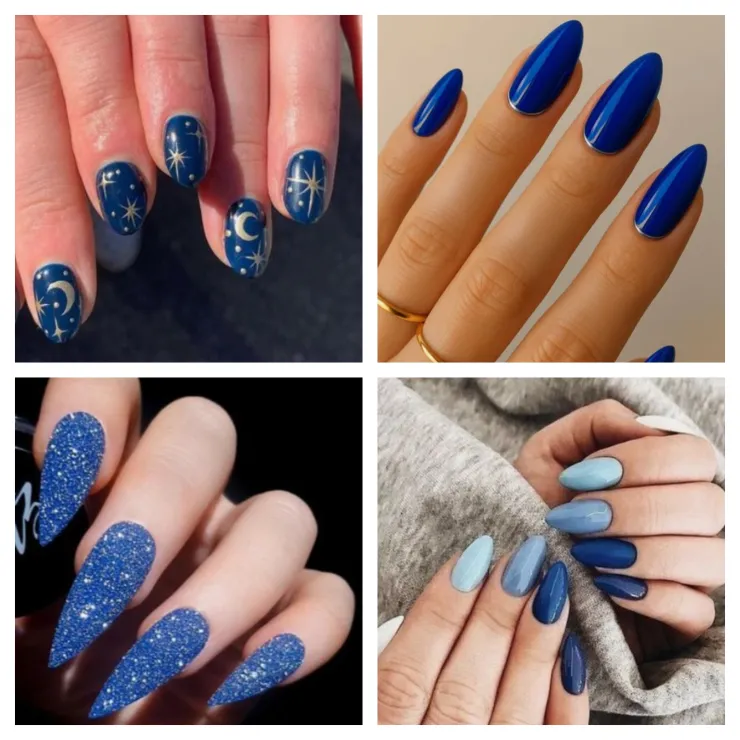 Estilos de uñas acrílicas azules
